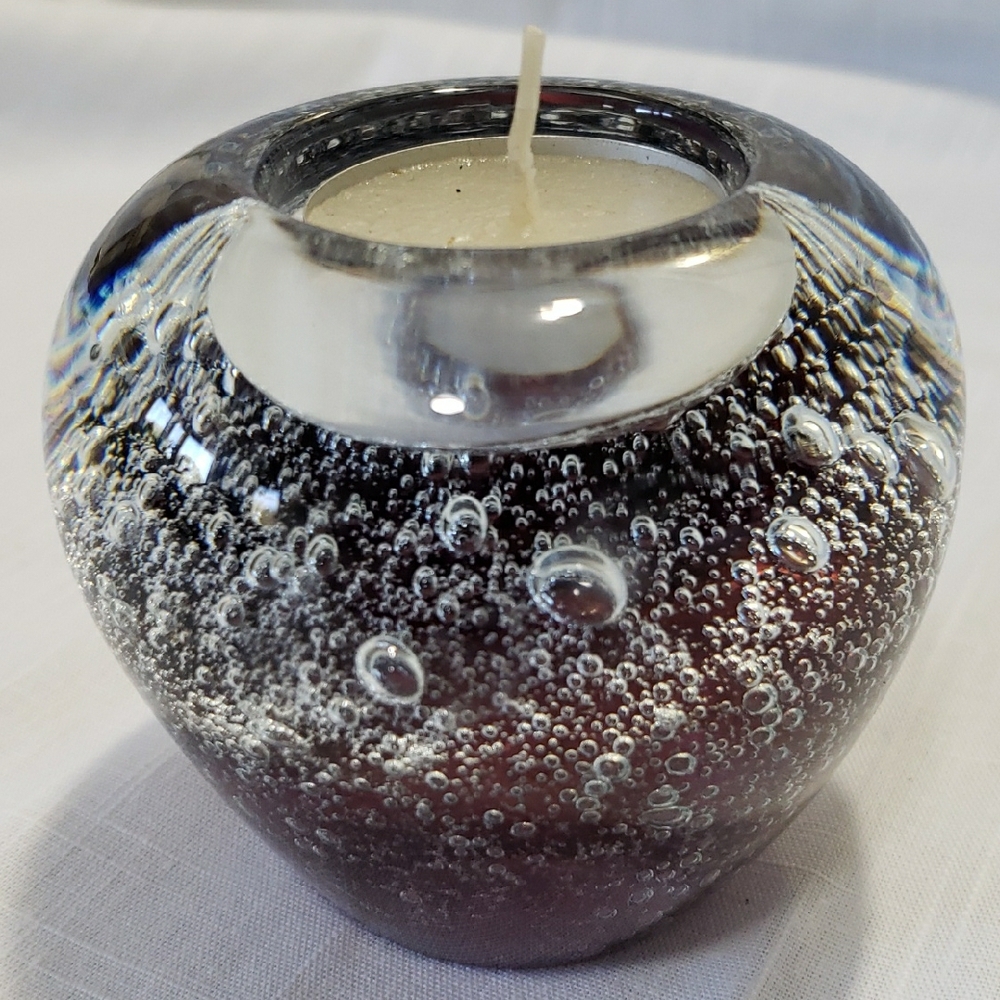 Amethyst Votive Bubble Glass Candle Holder
